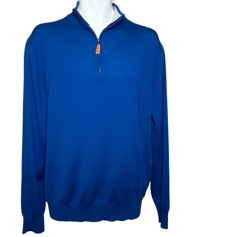 Michaels 1/4 Zip Sweater Mens Size 2XL  Wool Silk Blend Long Sleeve Pullover